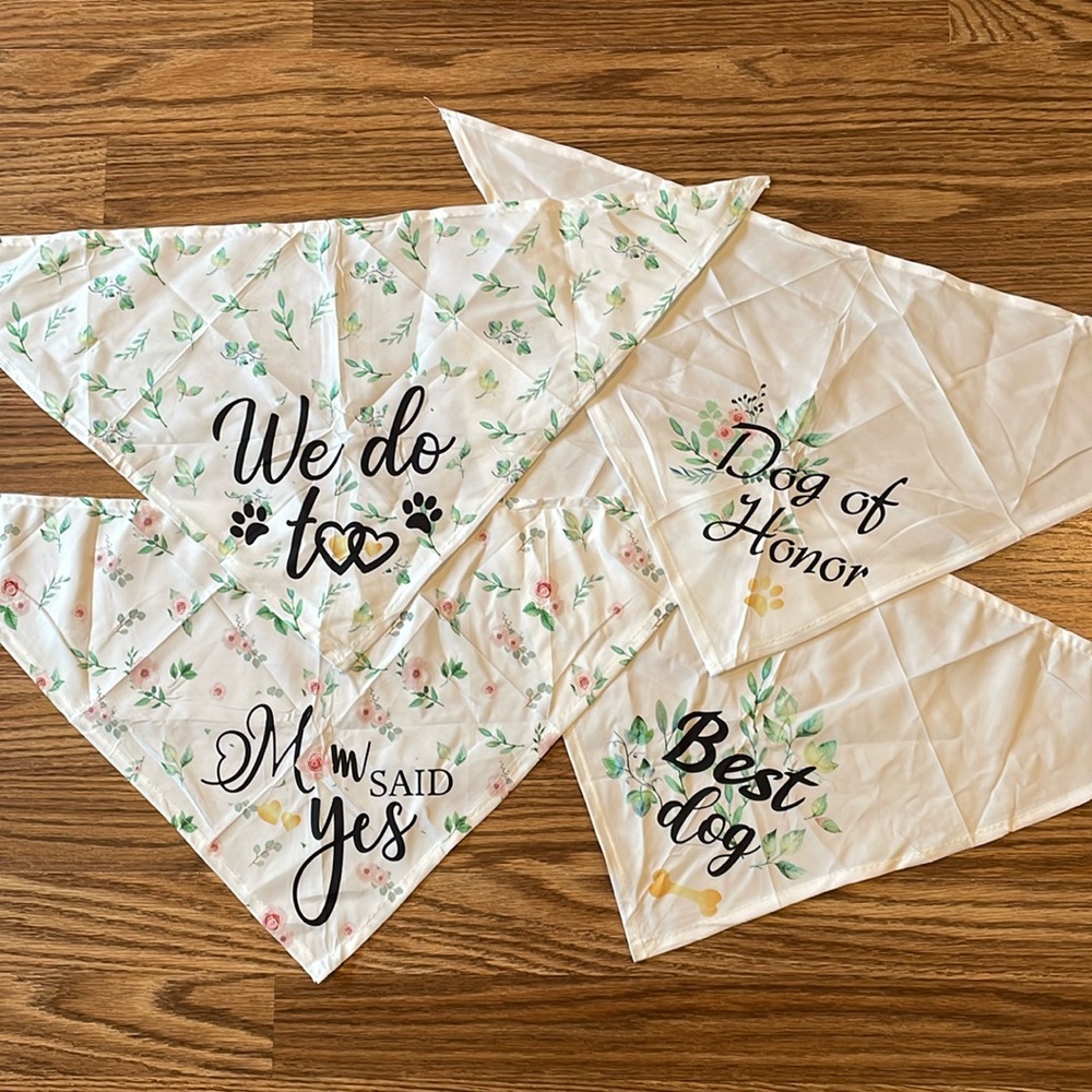 Dog Wedding Bandanas Proposal Photoshoot Bridal Engagement Set of 4 NEW